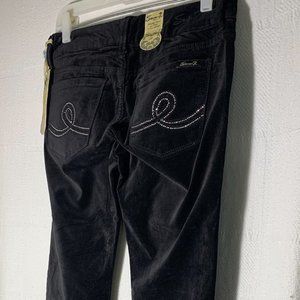 SEVEN 7 WOMENS  COT/SPAN DENIM JEANS BLACK VELOUR {SZ 3} DIAMANTE ON POCKETS